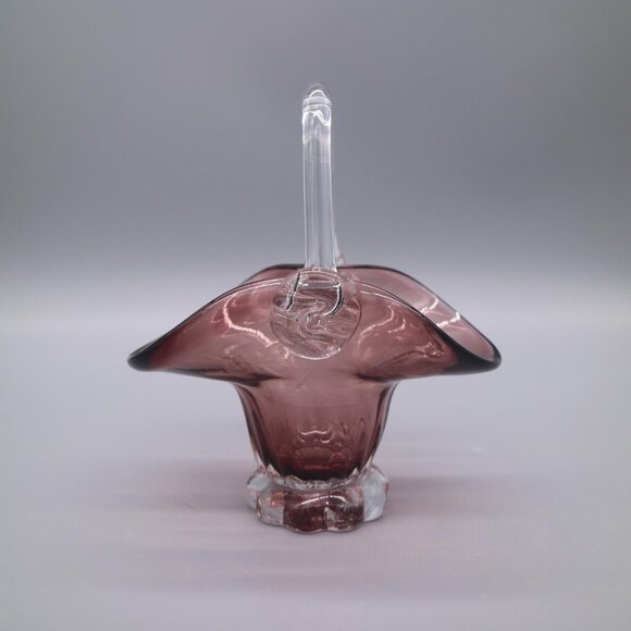 Pair of (2) Amethyst Purple Glass Baskets | Art Glass | Mid Century Decor MCM - Picture 2 of 9